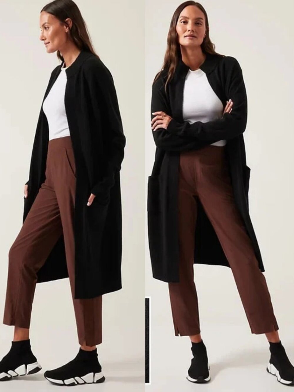 Athleta Black Wool Cashmere Blend Knit Spirit Wrap Cardigan